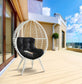 Galzed - Patio Lounge Chair - Black Fabric & White Wicker