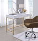 Ottey - Vanity Desk - White High Gloss & Gold Finish