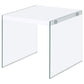 Opal - Square End Table With Clear Glass Legs - White High Gloss