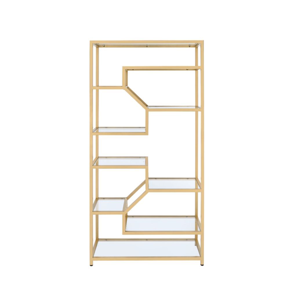 Lecanga- Bookshelf - Gold & Clear Glass