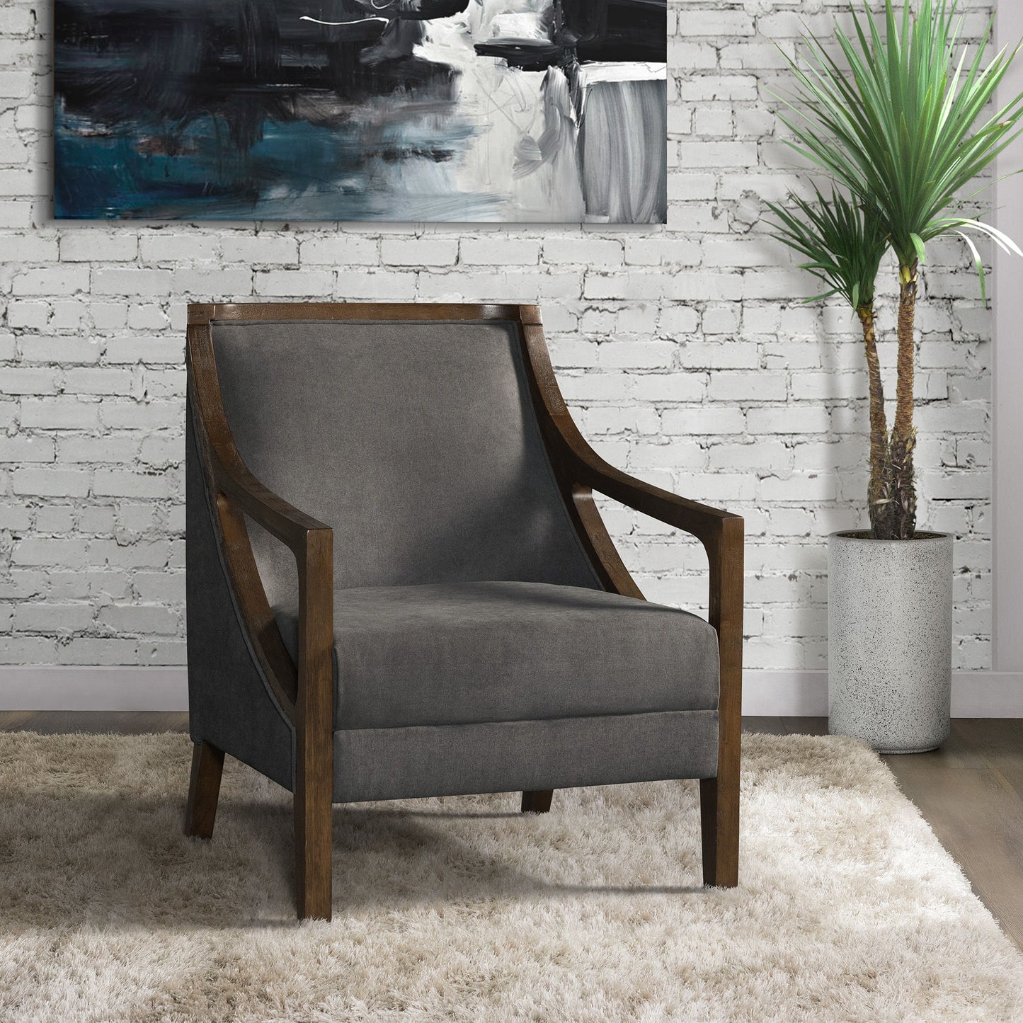 Hopkins - Accent Chair With Brown Frame