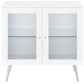 Nieta - 2-tier Accent Cabinet With Glass Shelf - White High Gloss And Chrome