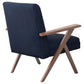 Cheryl - Wooden Arms Accent Chair - Dark Blue And Walnut