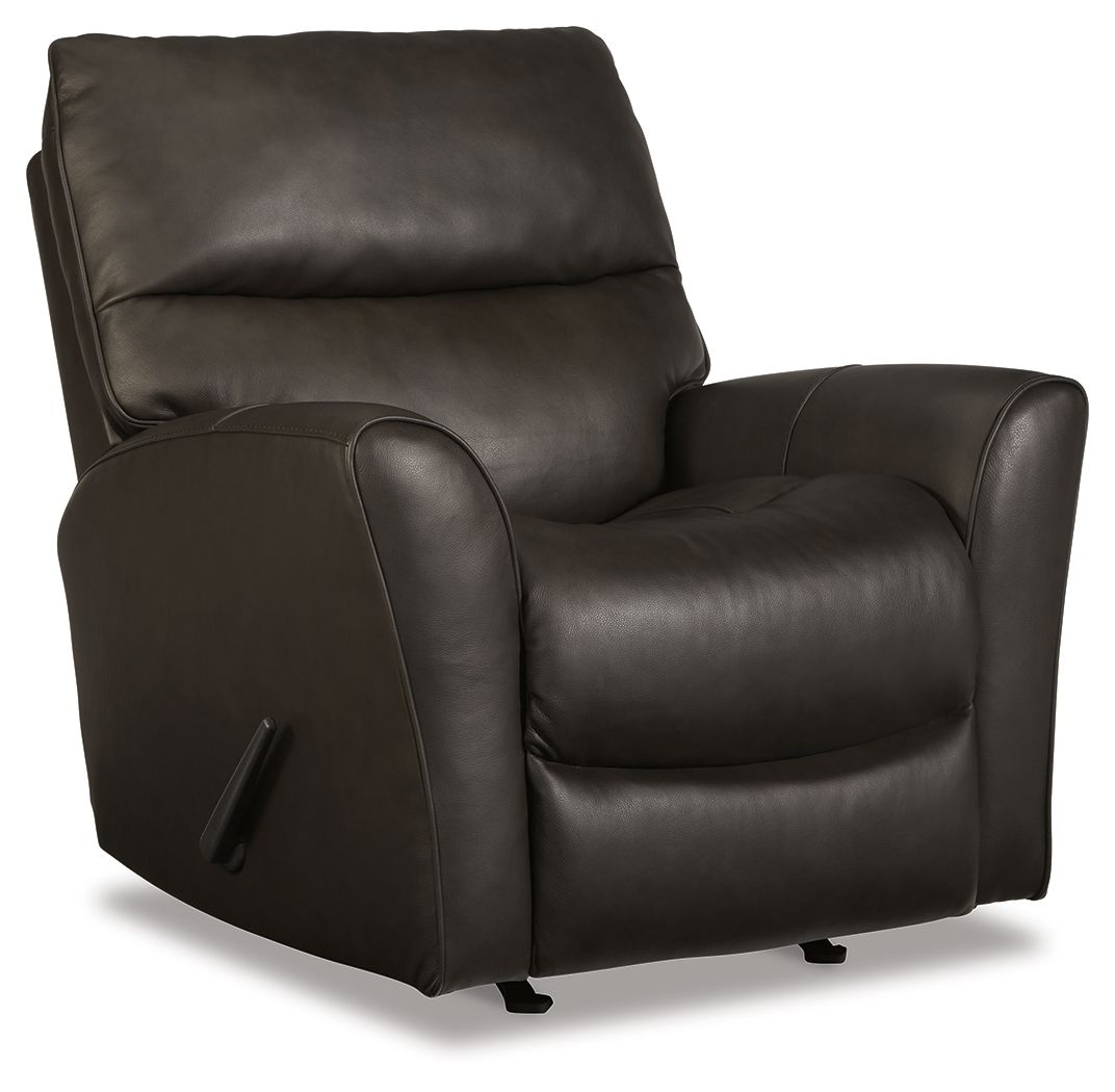 Newport black swivel recliner online and slanted ottoman