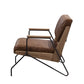 Eacnlz - Accent Chair - Cocoa Top Grain Leather & Matt Iron Finish