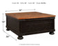 Valebeck - Black / Brown - Lift Top Cocktail Table