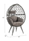 Aeven - Patio Lounge Chair - Light Gray Fabric & Black Wicker