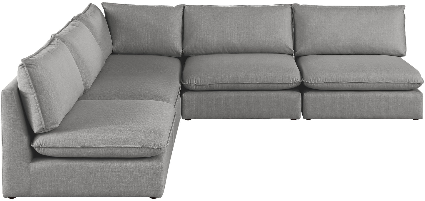 Mackenzie - Modular Sectional 5 Piece - Gray - Fabric - Modern & Contemporary