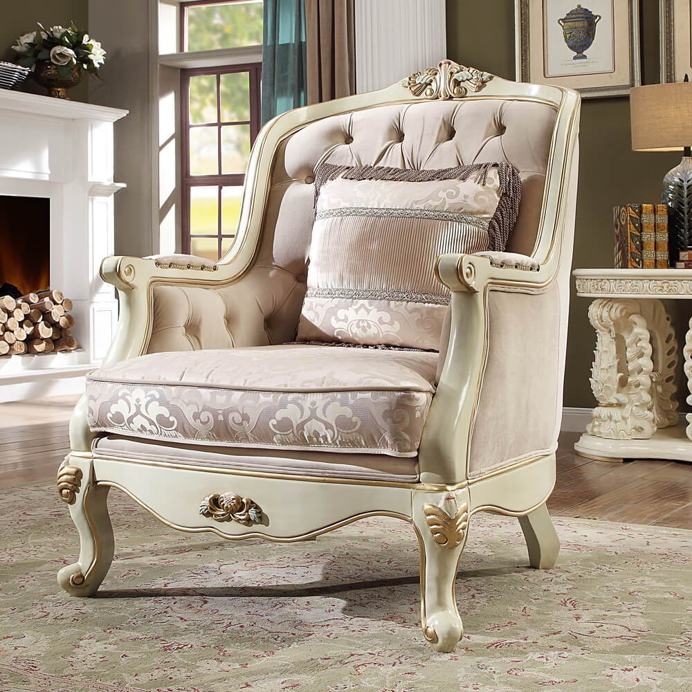 HD-2011 - Chair - Ivory With Gold Highlight