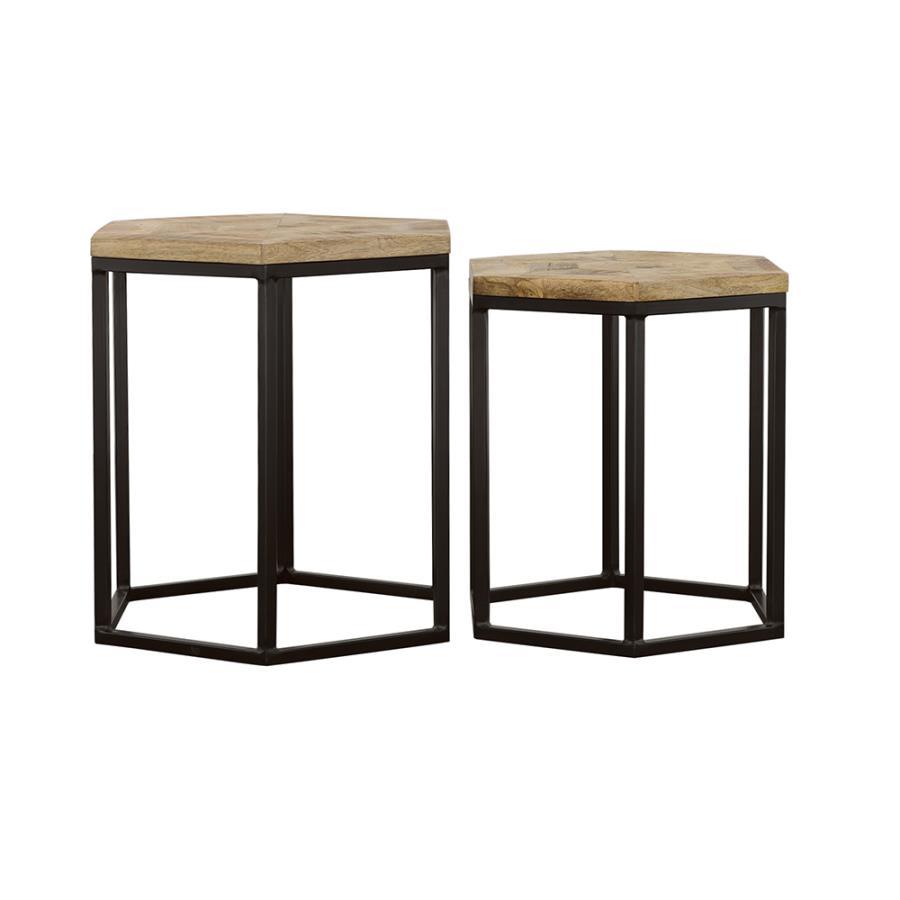 Adger - 2 Piece Hexagon Nesting Tables - Natural And Black