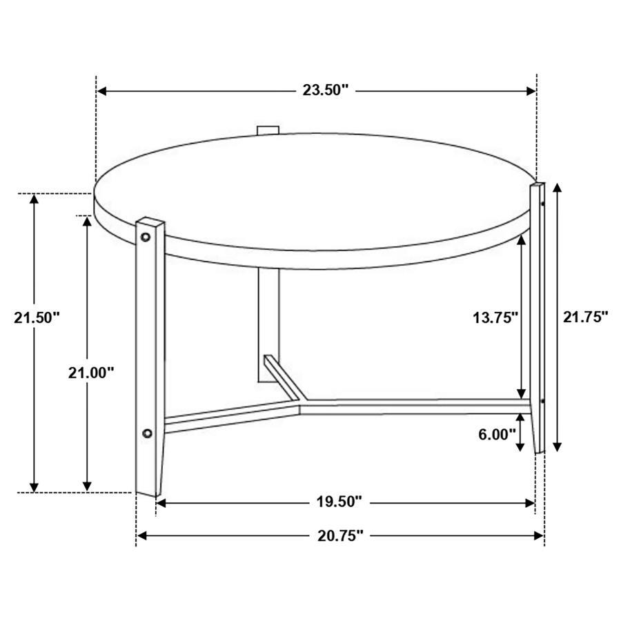 Tandi - Round Faux Marble Side End Table - White And Black