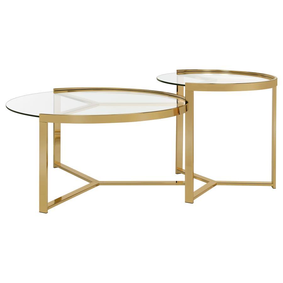 Delia - 2 Piece Round Glass Top Nesting Coffee Table