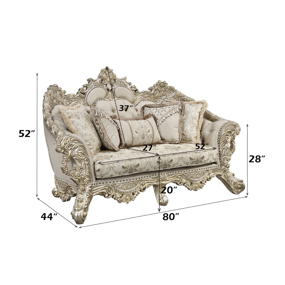 Danae - Loveseat - Fabric, Champagne & Gold Finish