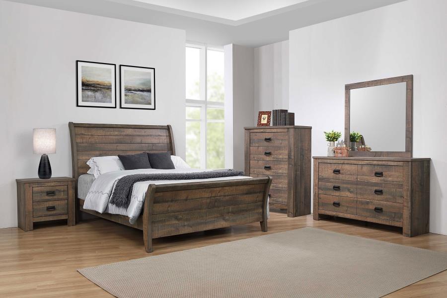 Frederick - 6-Drawer Dresser With Mirror - Weathered Oak