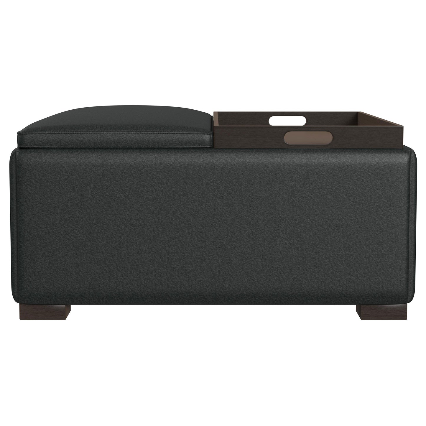 Paris - Upholstered Storage Ottoman With Tray - Black