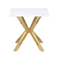 Visalia - Faux Marble Top Stainless Steel End Table - Gold