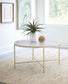 Ellison - Round X-Cross Coffee Table - White And Gold