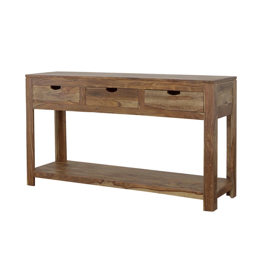 Esther - 3-Drawer Storage Console Table - Natural Sheesham