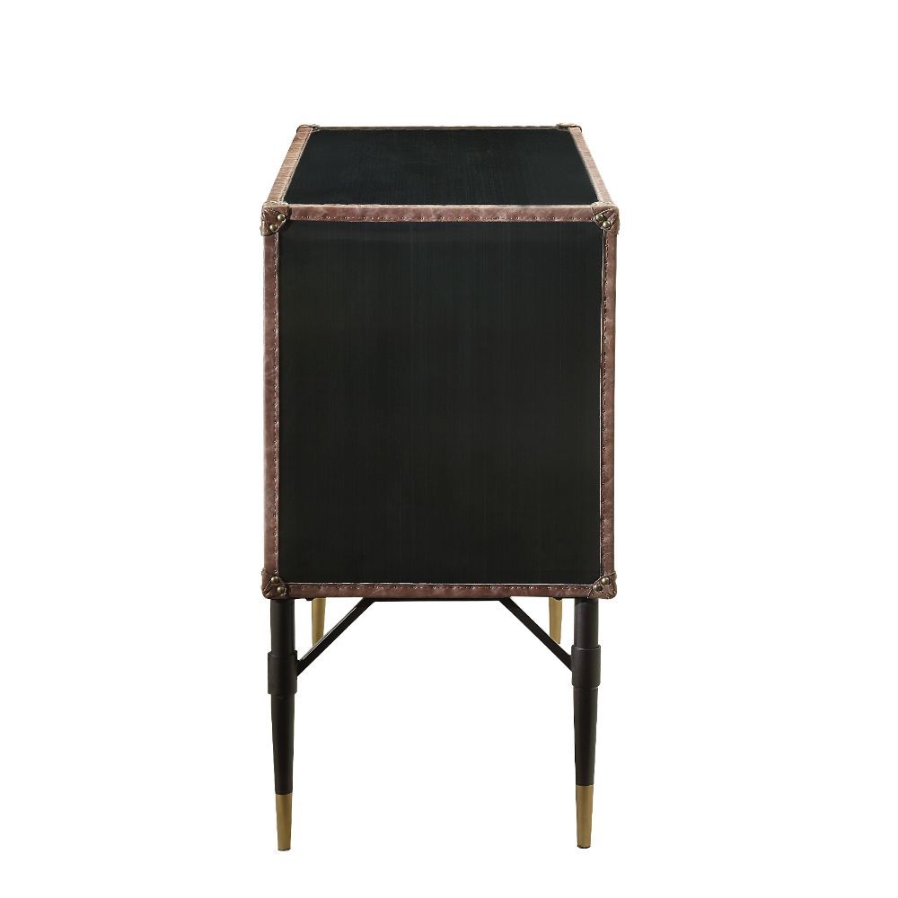 Brancaster - Accent Table - Top Grain Leather & Aluminum