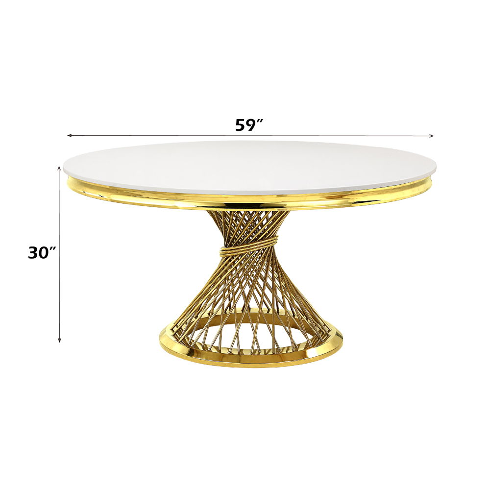 Fallon - Dining Table - Faux Marble Top & Mirrored Gold Finish