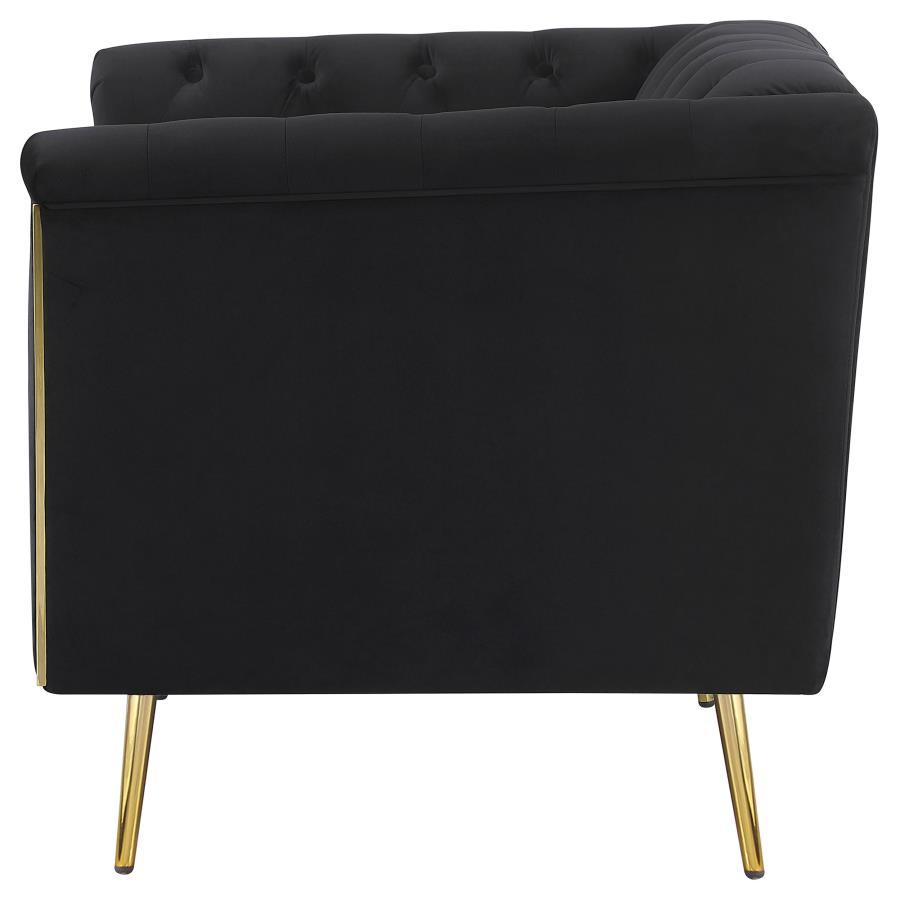 Holly - Tuxedo Arm Tufted Back Chair - Black