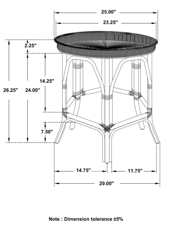 Antonio - Round Rattan Tray Top Accent Side Table