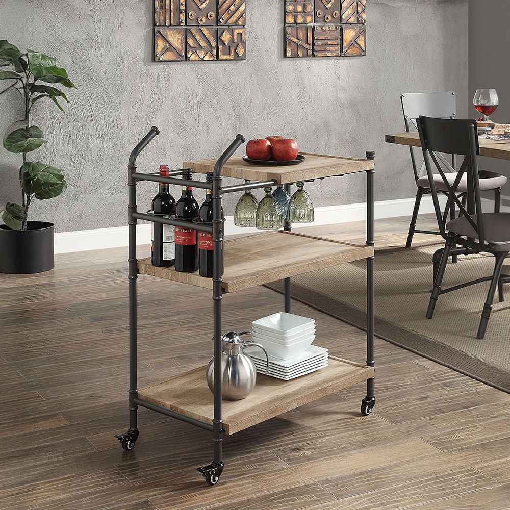 Brantley - Serving Cart - Oak & Sandy Black Finish