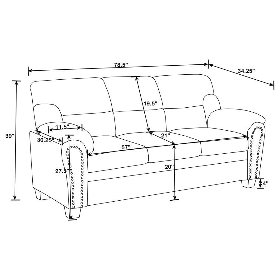 Clementine - Upholstered Padded Arm Sofa