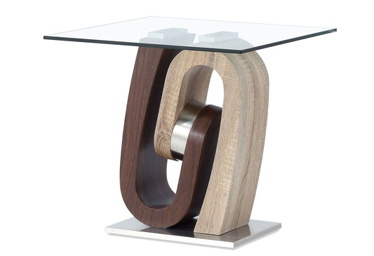 T4126 - End Table - Dark Brown / Silver