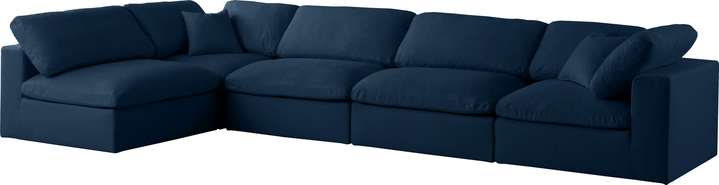 Plush - Velvet Standart Comfort Modular Sectional 5 Piece - Navy