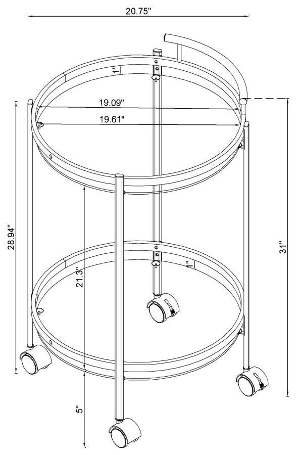 Chrissy - Round Glass Shelf Metal Bar Cart