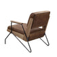 Eacnlz - Accent Chair - Cocoa Top Grain Leather & Matt Iron Finish