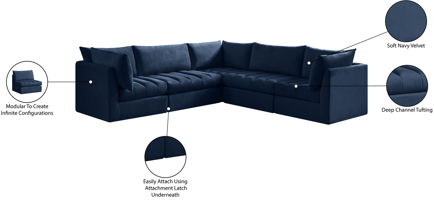 Jacob - Modular Sectional 5 Piece - Navy - Fabric