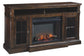 Roddinton - Dark Brown - Xl TV Stand W/Fireplace Option