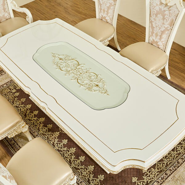 HD-1882 - 7 Piece Dining Set - Ivory / Gold