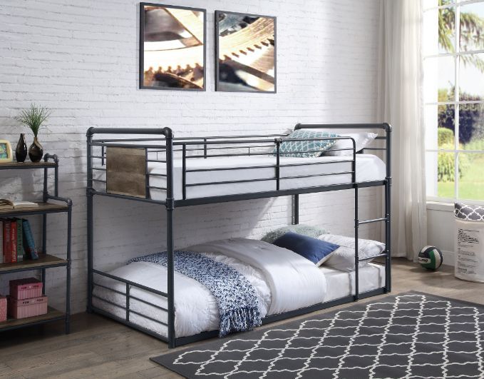 Cordelia - Twin Over Twin Bunk Bed - Antique Oak, Sandy Black & Dark Bronze Hand-Brushed Finish