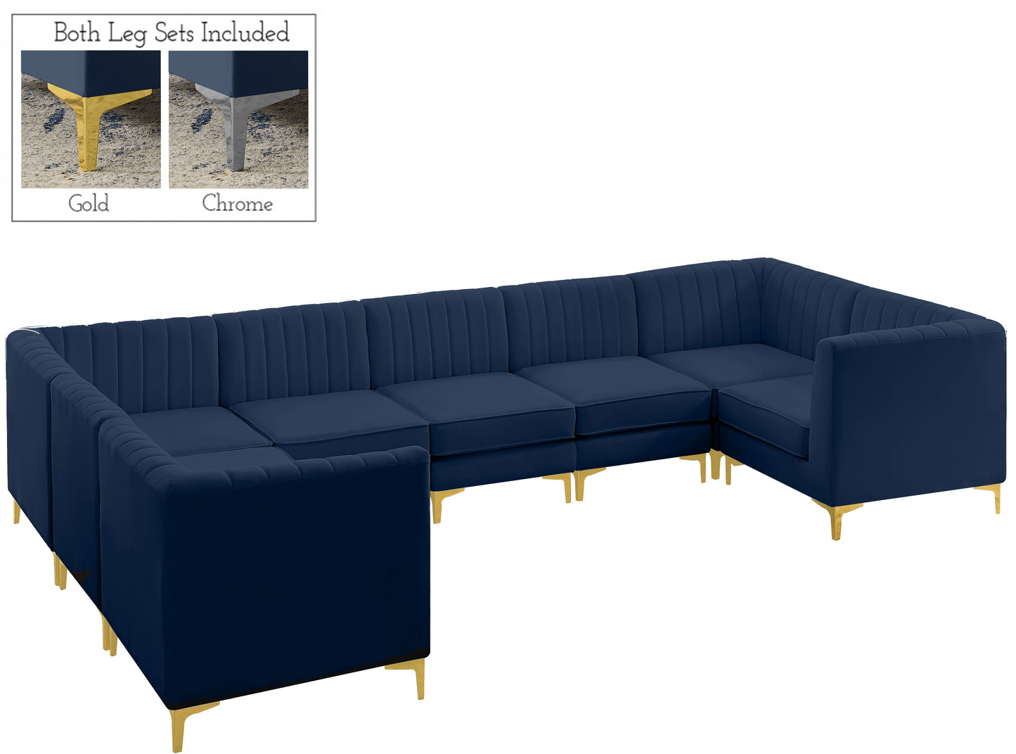 Alina - Modular Sectional 8 Piece - Navy - Fabric