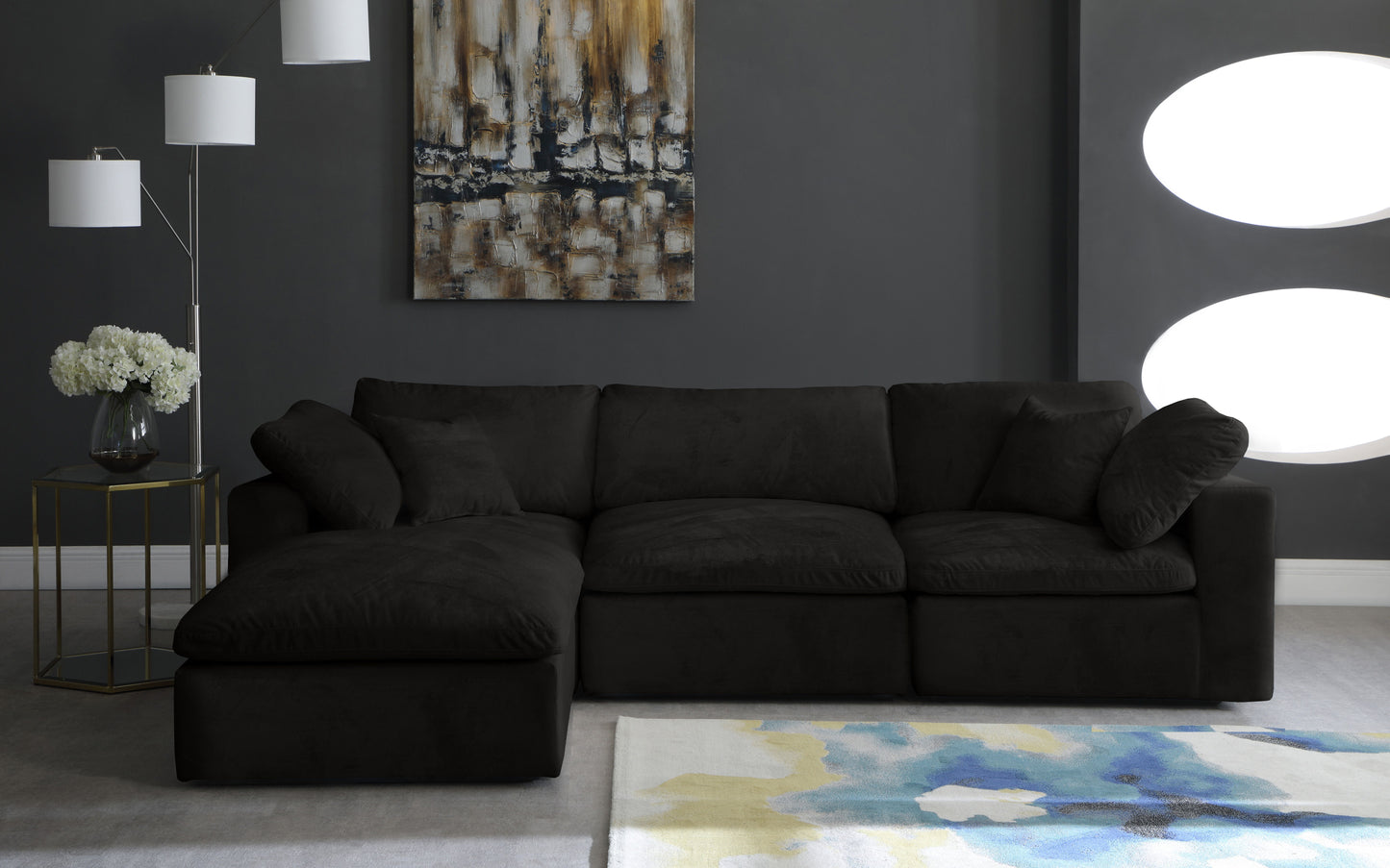 Cozy - Modular Sectional 4 Piece Cloud - Black