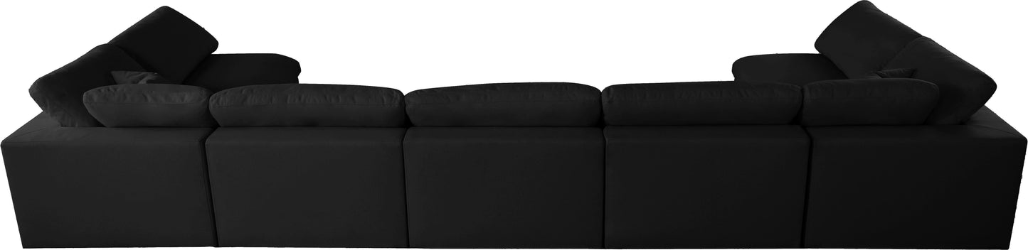 Serene - Linen Textured Fabric Deluxe Comfort Modular Sectional 7 Piece - Black