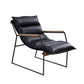 Luberzo - Accent Chair - Distress Espresso Top Grain Leather & Matt Iron Finish