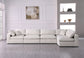 Serene - Linen Textured Fabric Deluxe Comfort Modular Sectional 5 Piece - Cream