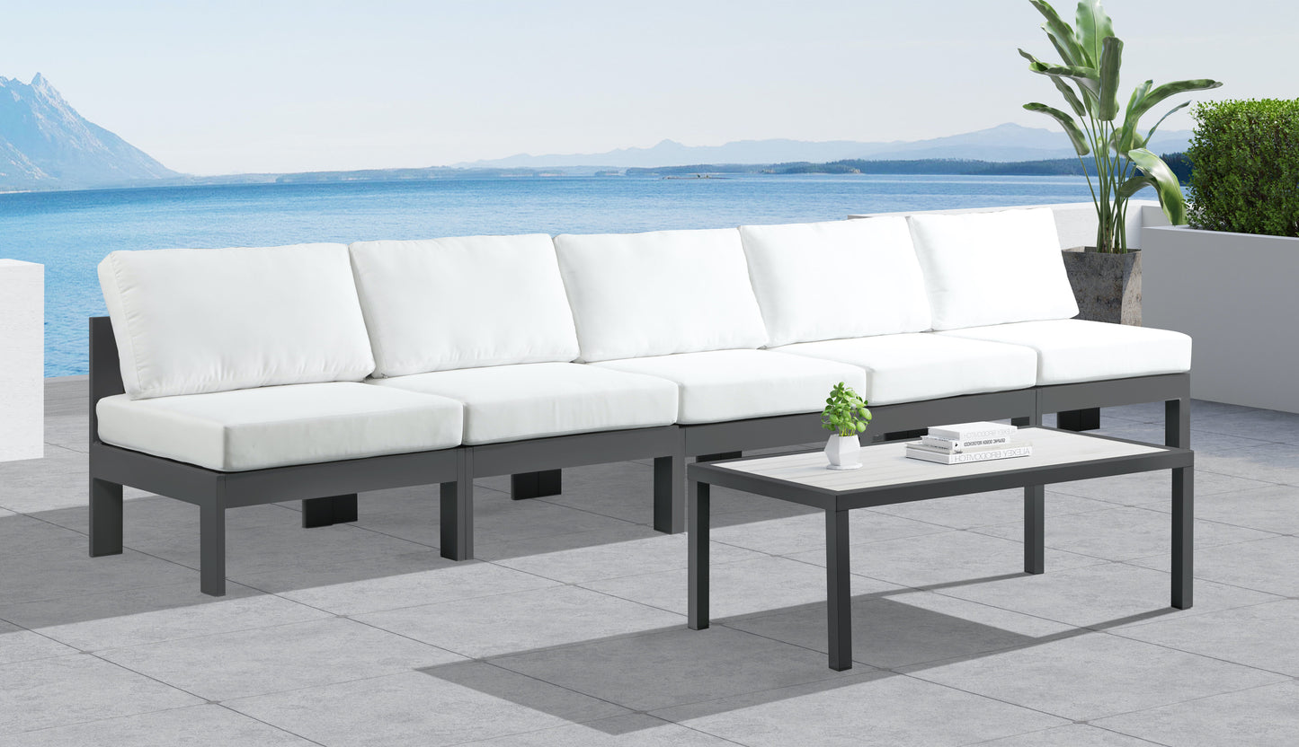 Nizuc - Outdoor Patio Modular Sofa Armless 5 Seats - White - Fabric