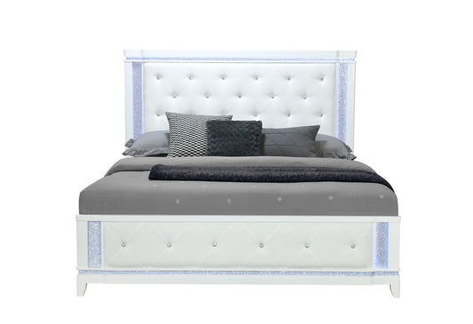 Alina - King Bed With LED - White