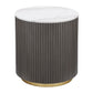 Jason - Round Marble Top Side End Table - White / Charcoal