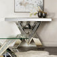 Taffeta - V-Shaped Sofa Table With Glass Top - Silver