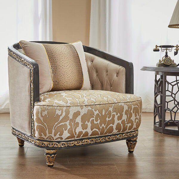 HD-9011 - Chair - Gray / Beige / Gold