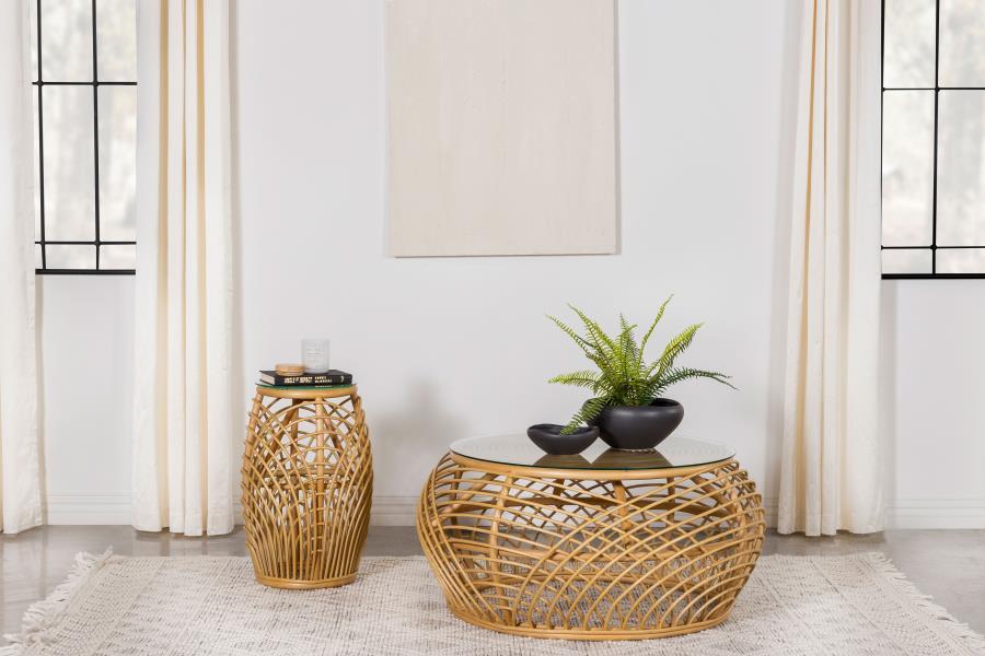 Dahlia - Round Woven Rattan Coffee Table - Natural