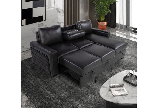 U1830 - Sofa Bed With USB And Dining Table - Blanche Charcoal / Black