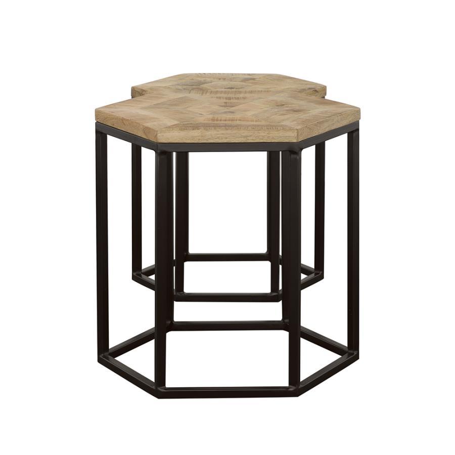 Adger - 2 Piece Hexagon Nesting Tables - Natural And Black