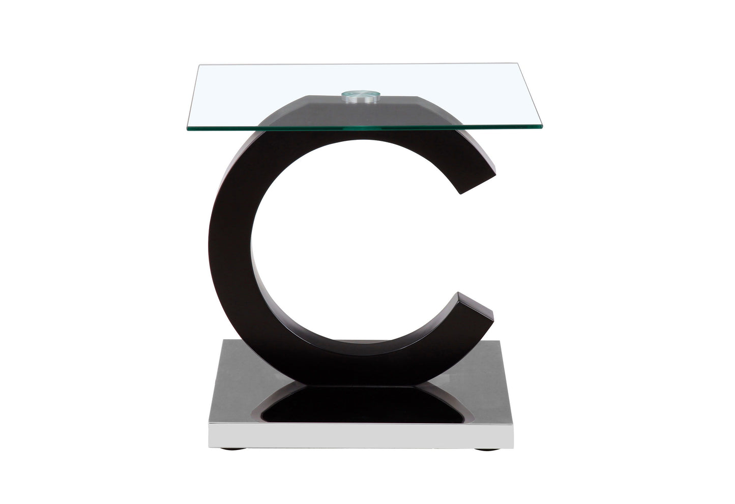 T2207 - End Table - Black / Clear / Silver